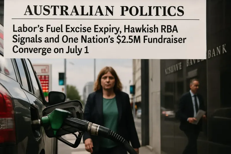 Labor's Fuel Excise Expiry, Hawkish RBA Signals and One Nation's $2.5M Fundraiser Converge on July 1