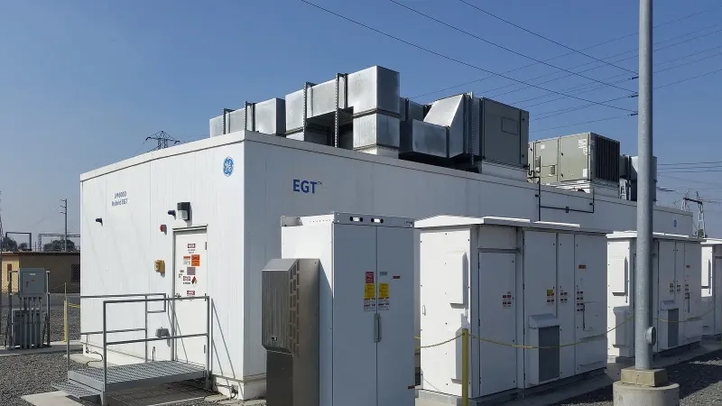 Grid-scale battery storage units at a power station (representative image).