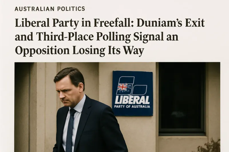 Liberal Party in Freefall: Duniam's Exit and Third-Place Polling Signal an Opposition Losing Its Way