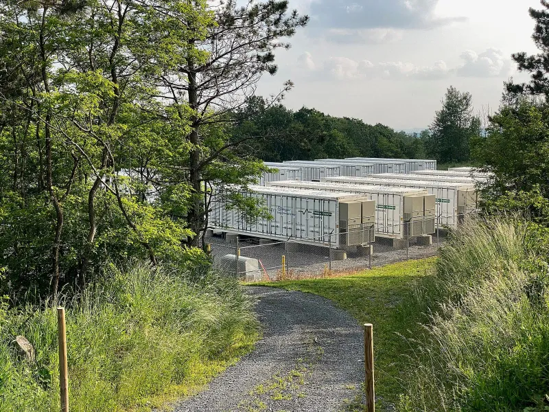 A grid-scale battery energy storage installation.