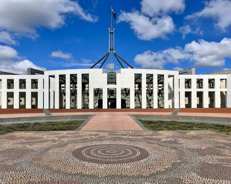 Parliament House in Canberra, the seat of Australia's federal parliament.